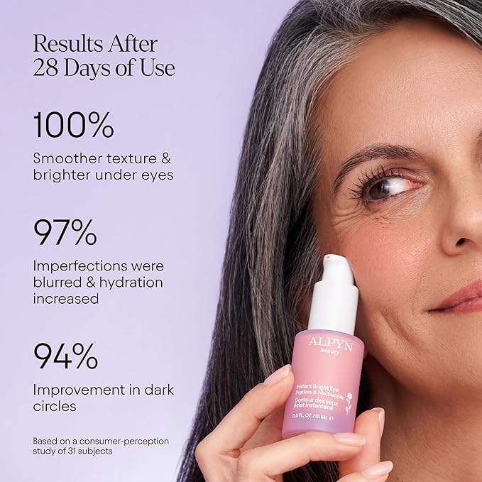 ALPYN Instant Bright Eye with Peptides & Niacinamide | Brightens Dark Circles, Visibly Firms & Softens Fine Lines | 0.5 Fl Oz / 15 ml