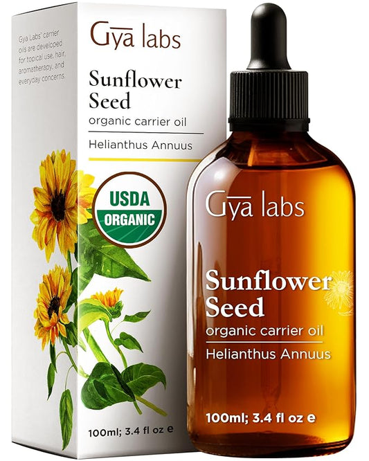 Gya Labs Sunflower Carrier Oil - 3.4 Fl Oz - for Hair, Skin, Face, Scalp & Body Massage