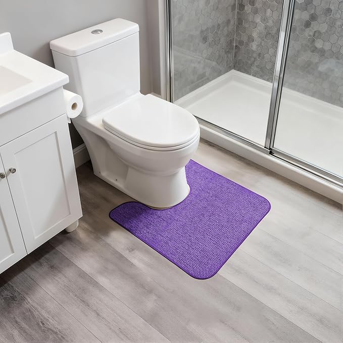 Toilet Rugs U Shaped Bathroom Rug,Machine Washable Non Slip Quick Dry Super Absorbent Ultra Thin Toilet Mats for Bathroom Toilet.Purple,1'8"x2'(20x24inch)