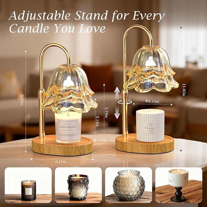 Candle Warmer Lamp Birthday Gifts for Women, Adjustable Height Candles Lamp with Timer New Home Essentials, Teen Girl Room Essentials and Decor for Friends