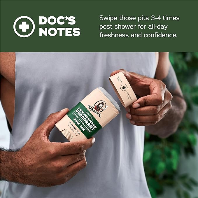 Dr. Squatch Natural Deodorant for Men - Odor-Squatching Aluminum Free - Pine Tar & Birchwood Breeze (2.65 oz, 2-Pack)