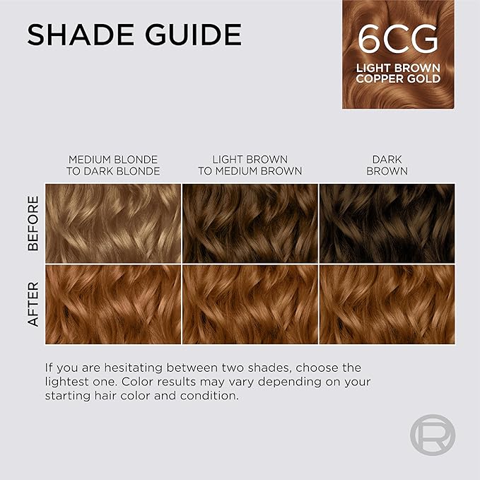 L'Oreal Paris Colorsonic Permanent Hair Dye Cartridge, Vibrant Hair Color for Root Touch Up, Gray Coverage or All Over Color in just 5 Minutes, 6CG Light Copper Brown (Coloring Device Sold Separately)