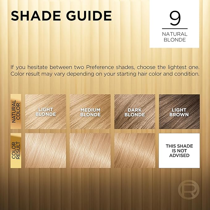 L'Oreal Paris Superior Preference Luminous Fade-Defying Permanent Hair Color, Hair Dye For Up to 9 Weeks of Radiance, Natural Blonde 9, 1 Hair Dye Kit