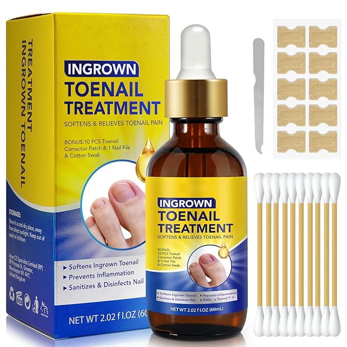 Nail Removal Kit,Toenail Drops,Softens Nails,Nail Care Tool Set,Ingrown Toenail Corrector,Corrector Patch,Nail File,60ml