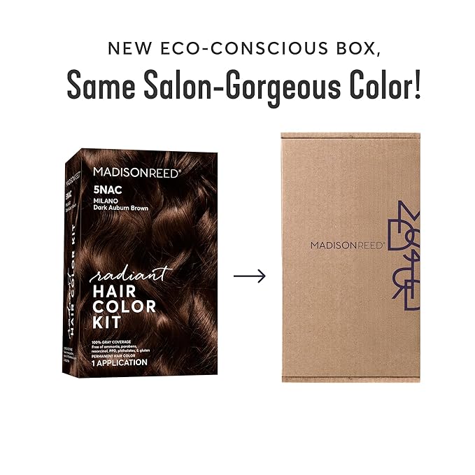 Madison Reed Radiant Hair Color Kit | 5NA Dark Ash Brown with Cool Smoky Undertones (Torino Brown) for 100% Gray Hair Coverage | Dimensional Permanent Hair Dye | PPD-Free & Ammonia-Free | 2 Pack