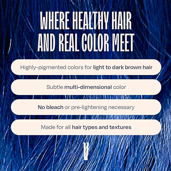 Overtone Daily Color Depositing Conditioner - 4.5 oz Temporary Coloring Conditioner w/Shea Butter & Coconut Oil - Refresh Color & Prevent Fading - Vegan & Cruelty-Free, Blue for Brown is Indigo Iris