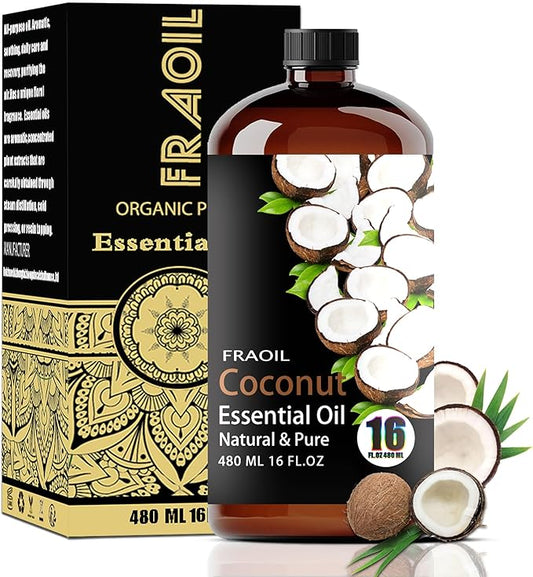 Coconut Essential Oil, Coconut Oil 16 Fl Oz 480 ML for Diffuser Humidifier Yoga Cleaning DIY Candle Soap Making Perfume Gift for Women Essential Oils