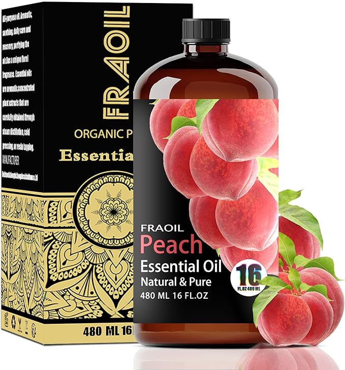 Peach Essential Oil, Peach Oil 16 Fl Oz 480 ML for Diffuser Humidifier Yoga Cleaning DIY Candle Soap Making Perfume Gift for Women Essential Oils