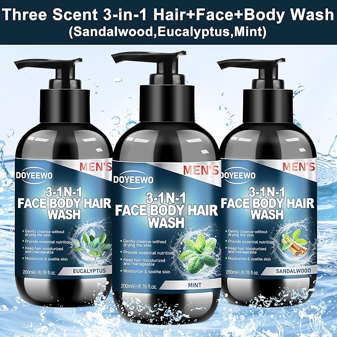 Gifts for Men, Boyfriend, Husband, Dad,Mens Body Wash Bath Gift Set, Cleanses,Hydrates,Nourishes & Soothes Skin,Christmas Gift Stocking Stuffers Secret Santa Birthday Valentines Sweetest Gifts for Him
