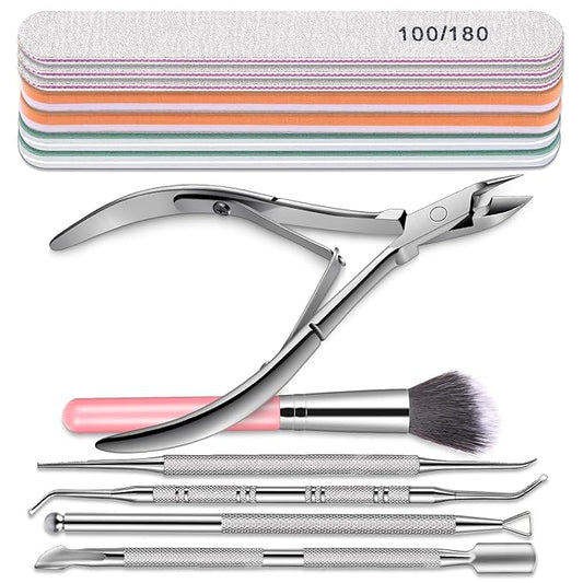 Nail File and Buffer, TsMADDTs Manicure and Pedicure Tool Kit with Files and Buffers Block Set, Polish Buffer, Cuticle Pusher, Cuticle Nipper, Peeler, File Lifters for Toenail,13pcs Nail Care Kit