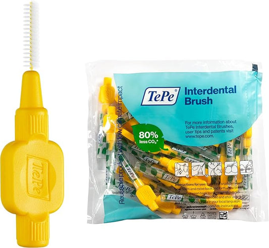 TePe Pack of 25 Interdental Brush Original, Soft Dental Brush for Teeth Cleaning, 4, Yellow