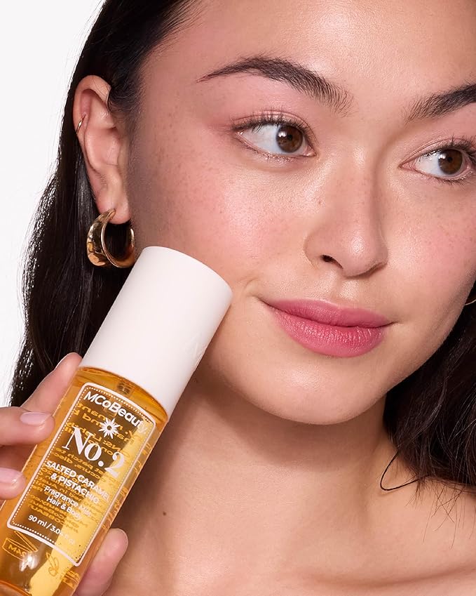 MCoBeauty - Fragrance Mist No.2 – Light Body Mist and Hair Perfume with Pistachio, Sandalwood, Caramel and Vanilla - Gifts for Women, Feminine Spray, Self Care Gifts for Women - 90ml Bottle