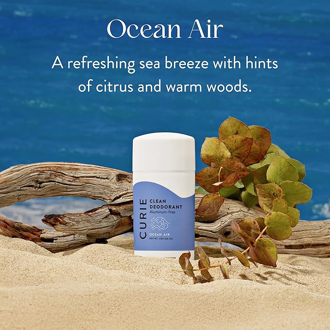 Curie Natural Deodorant for Women - Coconut Nectar + Ocean Air - Stick + Travel Size Bundle - Alumnium Free, Clean, Sustainable, Paraben Free (4 Pack)