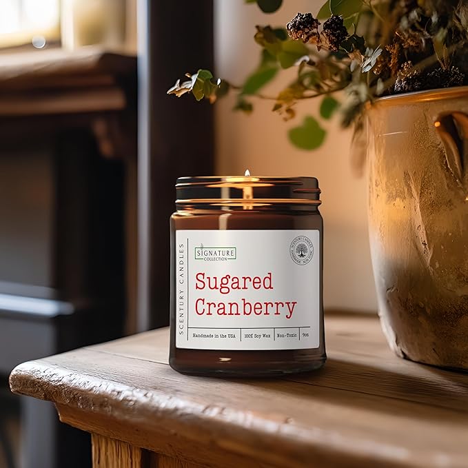 Sugared Cranberry Holiday Scented Candle, Many Scents to Choose from, All Natural Non-Toxic Soy Wax, Handmade in The USA (Sugared Cranberry)