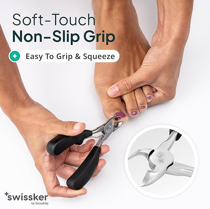 Swissker by Swissklip Toenail Clippers I Heavy Duty Toe Nail Clippers I Toenail Clippers for Thick Nails I Toenail Scissors I Heavy Duty Nail Clippers for Thick Nail (Pack of 3)