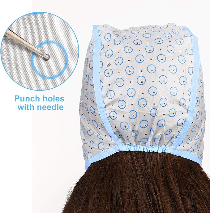 3 Sets Hair Coloring Kit, Includes PVC Hair Coloring Caps with Styling Tools, Disposable Dye Shawl, Gloves, Brushes for Dyeing(Blue)