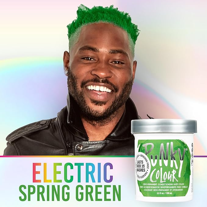 Punky Spring Green Semi Permanent Hair Color – Vegan & Cruelty-Free Conditioning Hair Dye, Lasts Up to 35 Washes, 3.5 fl oz