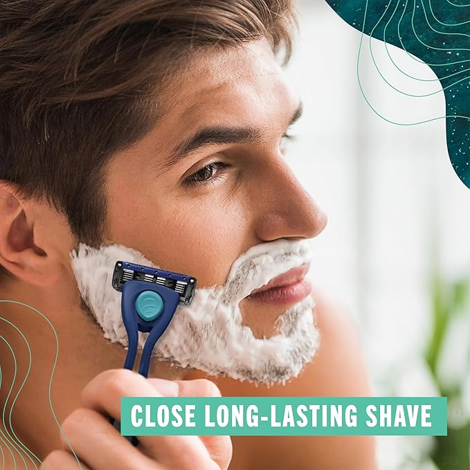 Preserve POPi Shave 5 Razor System Made with Recycled Ocean Plastic and 5-blade cartridge, Charcoal Grey