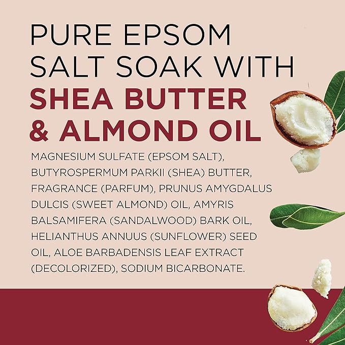 Dr Teal's Pure Epsom Magnesium Salt Soak, Shea Butter & Almond, 3 lbs (Pack of 4)