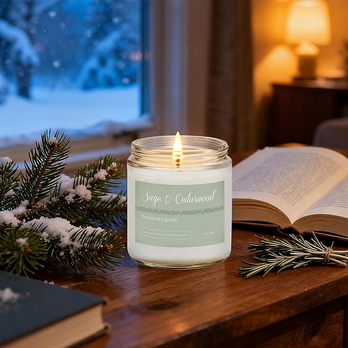 Christmas Candle Gift Set, 6 Natural Soy Wax Candles for Home, Long Burning Holiday Aromatherapy Set with Cinnamon Apple & Vanilla, Perfect Christmas Gifts for Women, Men, Friends & Family