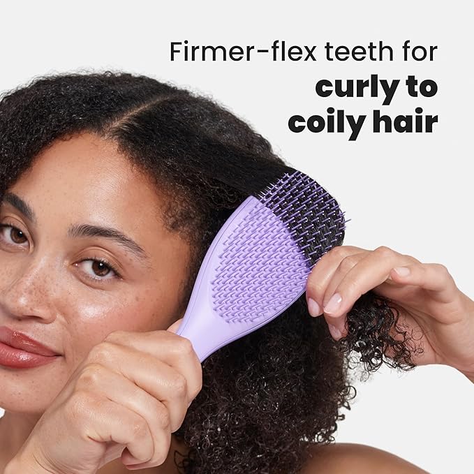 Tangle Teezer Ultimate Detangler Curly Hair Brush, Dry & Wet Hairbrush, Reduces Frizz & Breakage, for 3C to 4C Curly Hair Types, Purple Passion