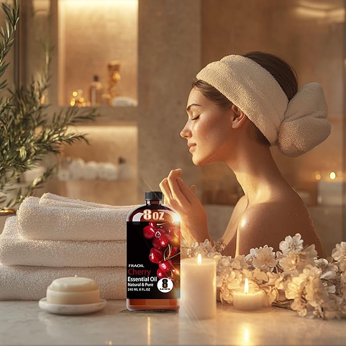 Cherry Essential Oil, Cherry Oil 8 Fl Oz 240ML for Diffuser Humidifier Yoga Cleaning DIY Candle Soap Making Perfume Gift for Women Essential Oils