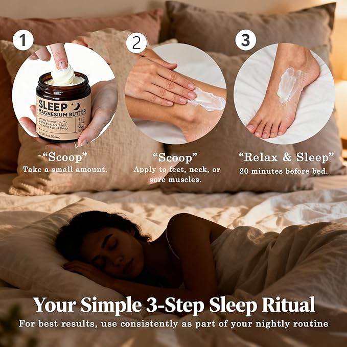 Magnesium Butter for Sleep - Magnesium Cream with Shea & Mango Butter, Arnica & Essential Oils, Nighttime MagnesiumLotion for Leg, Foot, Original Lavender 4oz