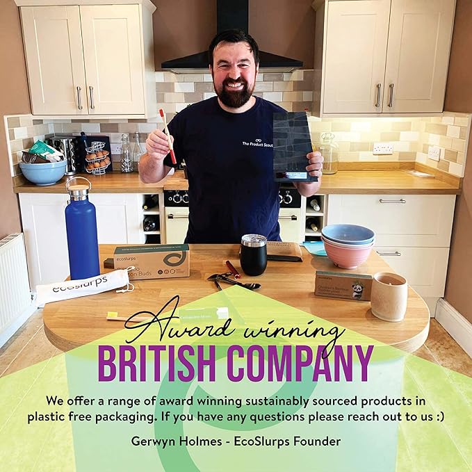 EcoSlurps 6 Bamboo Toothbrushes Multipack - Award Winning Round Handle Soft Medium Bristle Wooden Toothbrush Family Set Bulk (6 Pack)