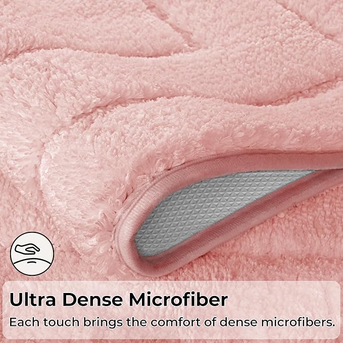 GRANNY SAYS Bathroom Rugs Sets 2 Piece,Soft Bath Mats for Bathroom, Bath Rugs Non Slip Washable, Absorbent Bath Rug for Tub, Shower and Toilet, Bath Mat Set (Pink, 20" x 32" + 16" x 24")