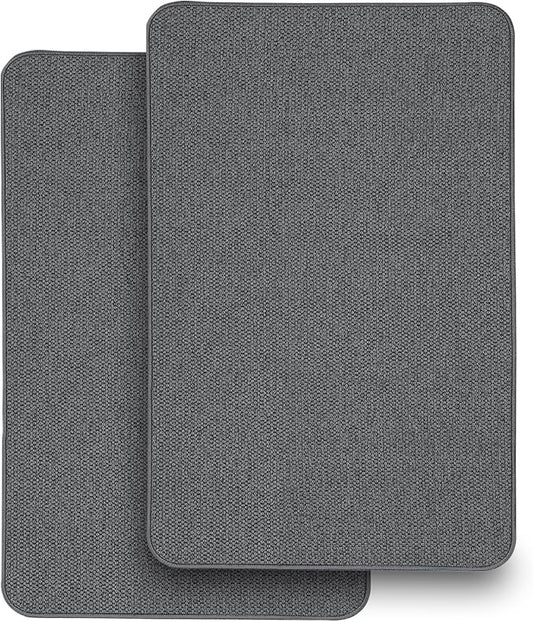 2 Pack Bathroom Rugs 17x27Inch, Thin Bath Mat with Rubber Backing Non-Slip, Absorbent,Quick Dry Machine Washable, Home Decor Accessories Cozy Cloth Bathroom Mat fit Under Door/Sink/Tub/Shower-DarkGrey