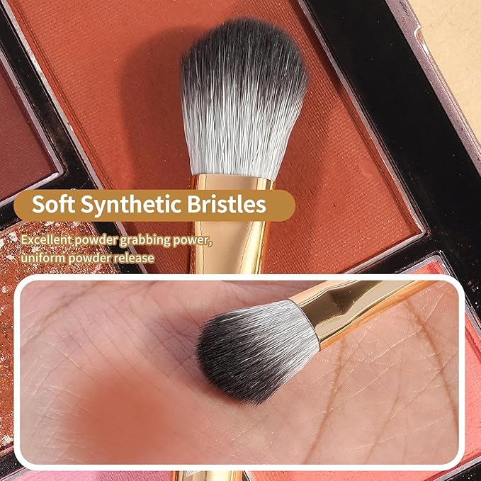 MAANGE 14-Piece Makeup Brush Set with Aluminum Ferrule- Premium Synthetic Makeup Brushes Kit Foundation Powder Brush Eye Shadow for Beginners & Professionals(Gold)