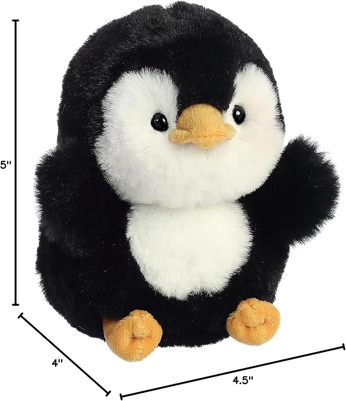 Aurora® Playful Rolly Pet™ Peewee Penguin™ Stuffed Animal - Compact Size for On-The-Go Fun - for Adults, Kids, Birthdays, and Anniversaries - Black 5 Inches