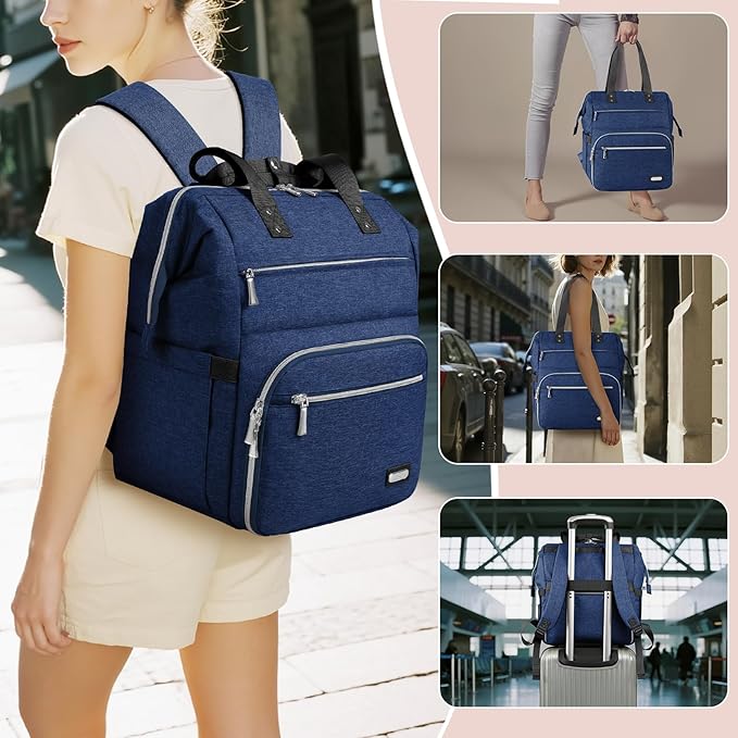 LTINVECK Nail Polish Organizer Case Backpack Holds 70 Bottles (15ml/0.5fl.oz)& Nail Lamp, 2 Layers Detachable Nail Kit Storage Case, Large Travel Nail Supplies Shoulder Bag for Manicure Tools (Blue)