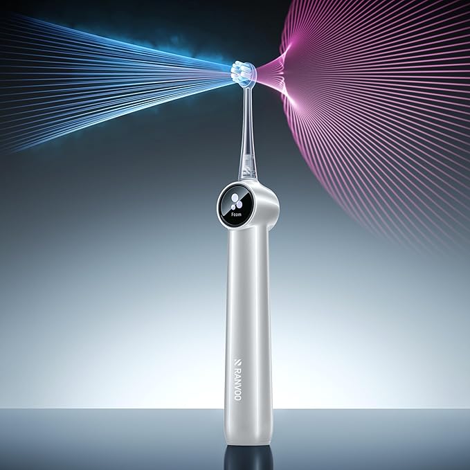 RANVOO AirJet II [Upgraded Jet Clean] Sonic Electric Toothbrush, 100% Plaque Removal, White for Adult Protect Gum Orthodontic Teeth Clean Rechargeable Gift with 3 Pro Brush Heads, Ivory White
