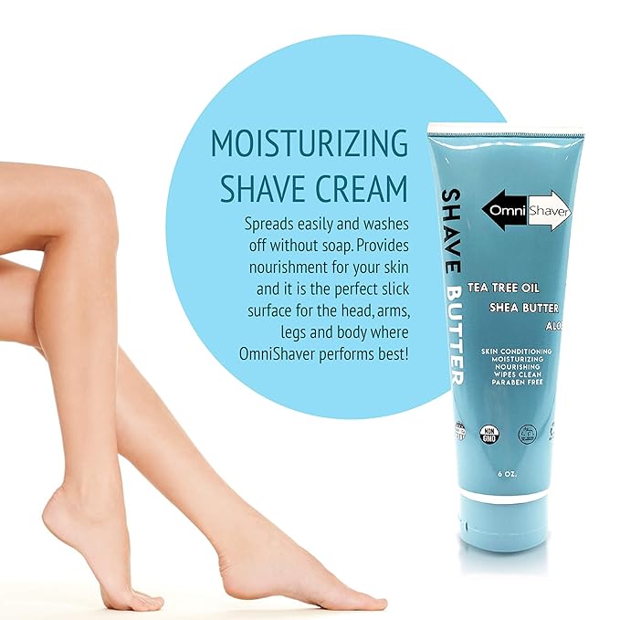 OmniShaver Shave Butter – Moisturizing Shaving Cream for Men & Women | Sensitive Skin Formula | Travel Size 6 oz | Aloe, Tea Tree & Shea Butter - Pack of 6
