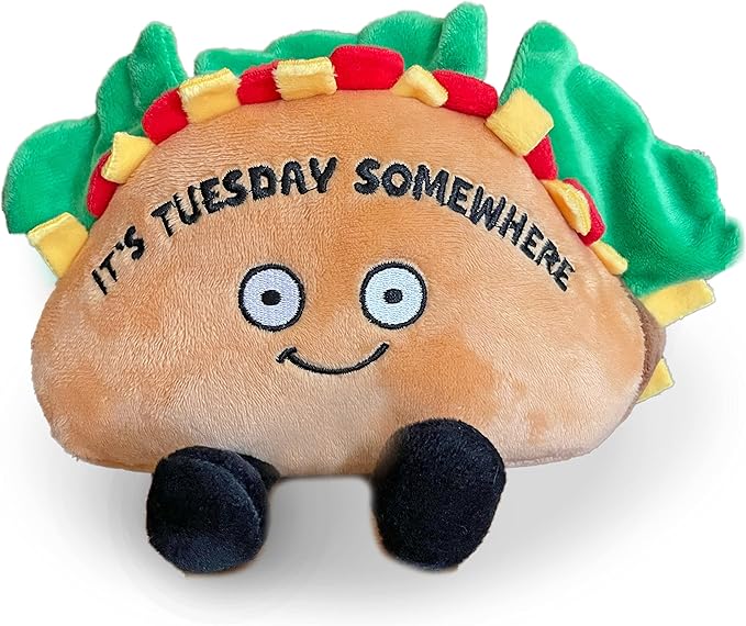 Punchkins Taco Plushie - It's Tuesday Somewhere Funny Taco Tuesday Plush, Taco Themed Gift, Food Plush Toy for Gifting
