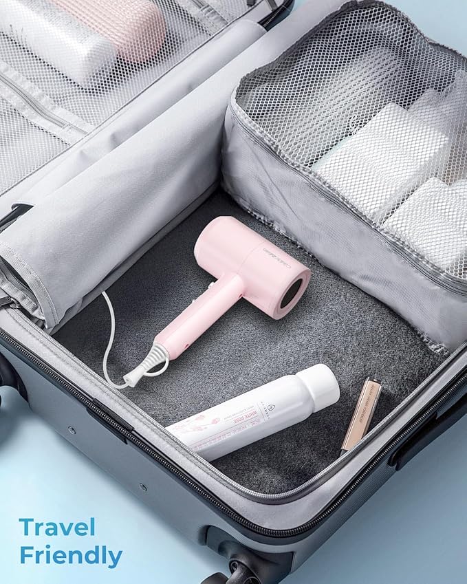 SHRATE Lightweight Ionic Hair Dryer with Diffuser - Powerful 1800W Blow Dryer for Fast Drying - Professional Low Noise Mini Hair Dryer for Travel, Gifts, Hair Styling