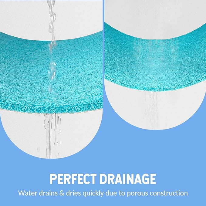 Non-Slip Bathtub Mat, Anti Slip Shower Mat, Fast Drying Bathtub Mats, Foot Scrubber Mat, Anti Slip Mat for Tub, Floor, Bathroom, Kitchen, Home, Hotel (Turquoise Blue 24"×24")