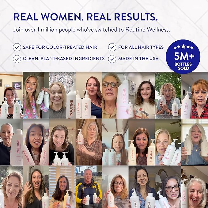 Routine Wellness Anti-Thinning Shampoo and Conditioner Set for Thinning Hair - Biotin DHT Blocker Women & Men - Color Safe Shampoo for Hair Loss & Healthier Hair - Christmas Eve (Pack of 2)