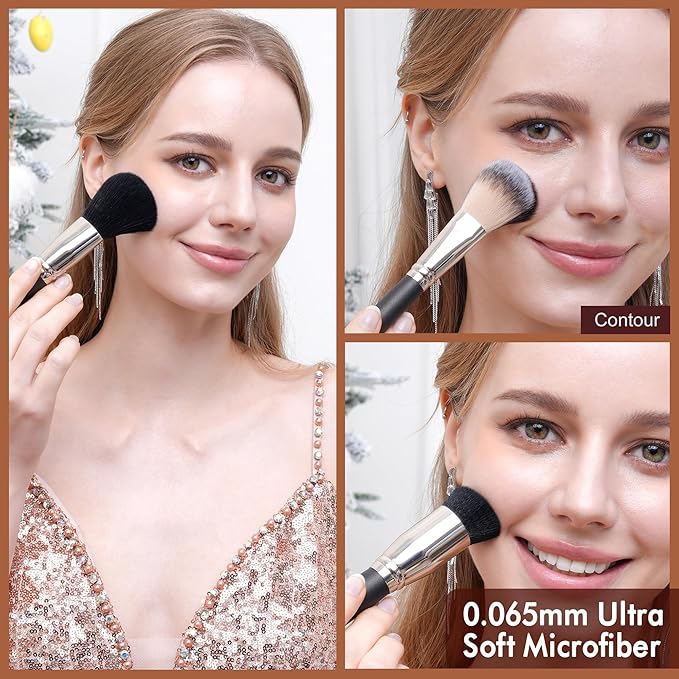 Makeup Artist MUST HAVES 42Pcs Makeup Brushes Set with Real Natural Goat Hair By BUEART DESIGN (42Pcs Matte Pearl Black)