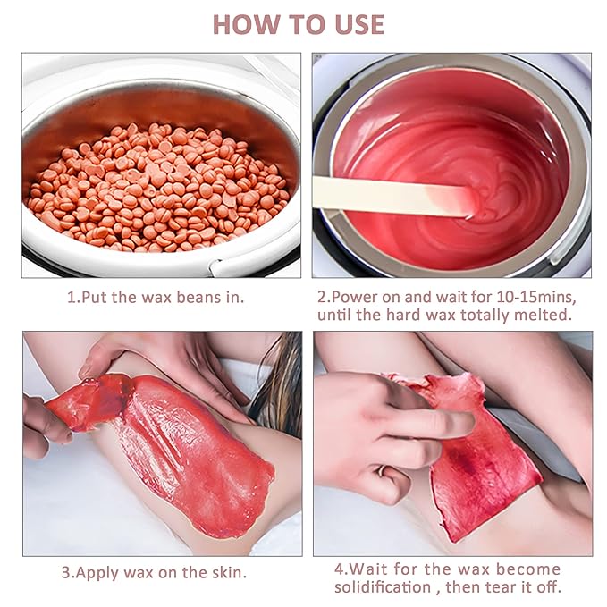 Professional Waxing Kit Wax Warmer Single Pot Wax Heater Machine for Hair Removal, Large Waxing Pot with Non-Stick Easy Clean Pot, 50 Sticks & 20 Collar, for Spa Salon Beauty Esthetician Home(White)