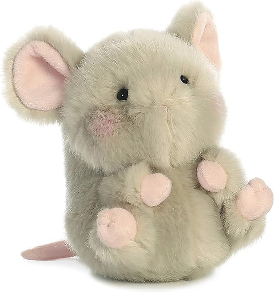 Aurora® Playful Rolly Pet™ Frisk Mouse™ Stuffed Animal - Compact Size for On-The-Go Fun - for Adults, Kids, Birthdays, and Anniversaries - Gray 5 Inches