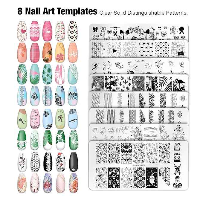 14PCS Nail Art Stamper Clear Silicone Nails Stamping Jelly with Scraper Transparent Visible Body DIY Manicure Nail Art Tool P
