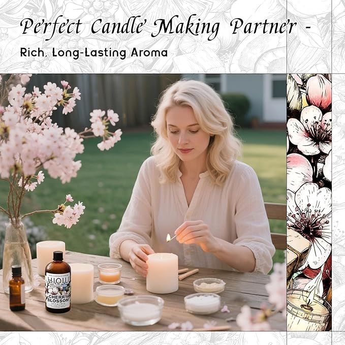 HIQILI Cherry Blossom Fragrance Oil, Floral Perfume Oil, Candle Scents for Candle Making, for Diffuser & Fresh Spray, Long-Lasting Scent - 5.07 Fl Oz