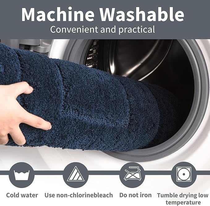 GRANNY SAYS Bathroom Rugs Sets 2 Piece,Soft Bath Mats for Bathroom, Bath Rugs Non Slip Washable, Absorbent Bath Rug for Tub, Shower and Toilet, Bath Mat Set (Blue, 20" x 32" + 16" x 24")