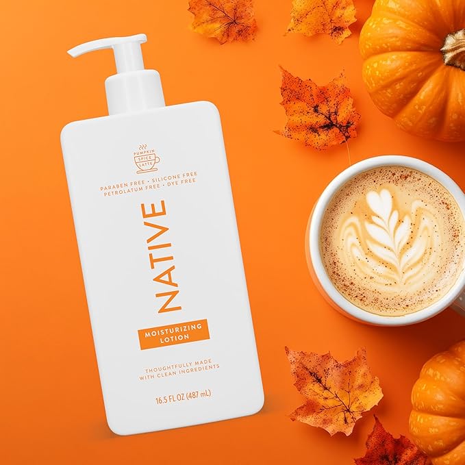 Native Body Lotion with Naturally Derived Ingredients - Pumpkin Spice Latte - Silicone, Paraben, & Dye Free Leaving Skin Soft and Hydrating | Fall Seasonal Scent Bundle, 16.5 oz - 2 Pk