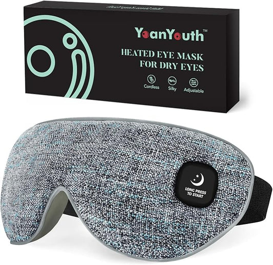Heated Eye Mask for Dry Eyes, Cordless Warm Compress for Eyes, Light Blocking Eye Heating Pad, Styes, Sleep, Cover Washable, Rechargeable, Deep Gray