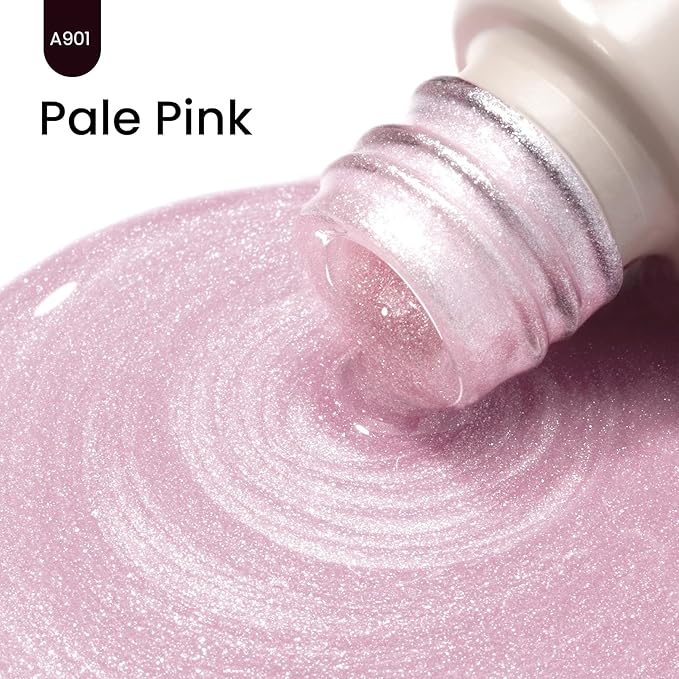 MAYCHAO 15ML Pink Shimmer Gel Nail Polish 1Pc Pearl Glitter Pink Gel Polish Soak Off UV LED Pastel Nail Polish Nail Art Starter Manicure Salon DIY at Home, 0.5 OZ