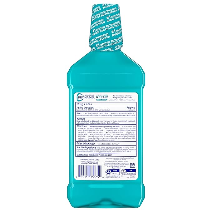 Sensodyne Pronamel Intensive Enamel Repair Alcohol-Free Mouthwash to Help Actively Repair Enamel and Protect Against Cavities, Extra Fresh, 16.9 fl oz (3 Pack)