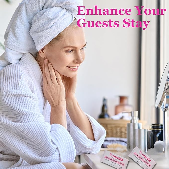 1400-Count Bulk Individually Wrapped Makeup Remover Wipes | Hypoallergenic, Fragrance-Free, Alcohol-Free with Vitamin E | Travel Essentials, Makeup Remover Wipes for Hotels, Airbnb